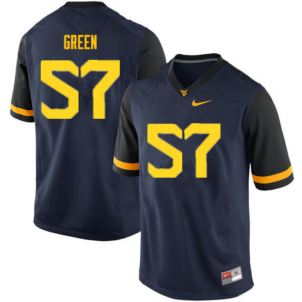 Men #57 Nate Green West Virginia Mountaineers College Football Jerseys Sale-Navy - Click Image to Close